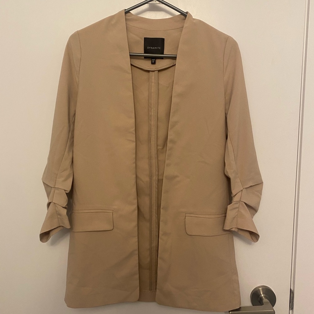 Ruched Sleeves Dynamite Blazer - Size XS - Cream colour